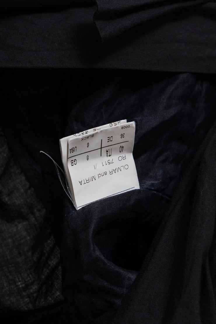 RICK OWENS - SS06 « TUNGSTEN » Cotton draped maxi dress with silk lapels (runway)