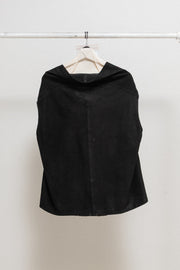 RICK OWENS - FW15 "SPHINX" Suede leather top with rounded shoulders