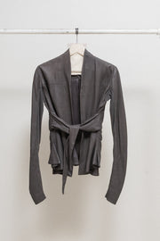 RICK OWENS - SS09 « Strutter » Dust lamb leather jacket with side straps to tie up