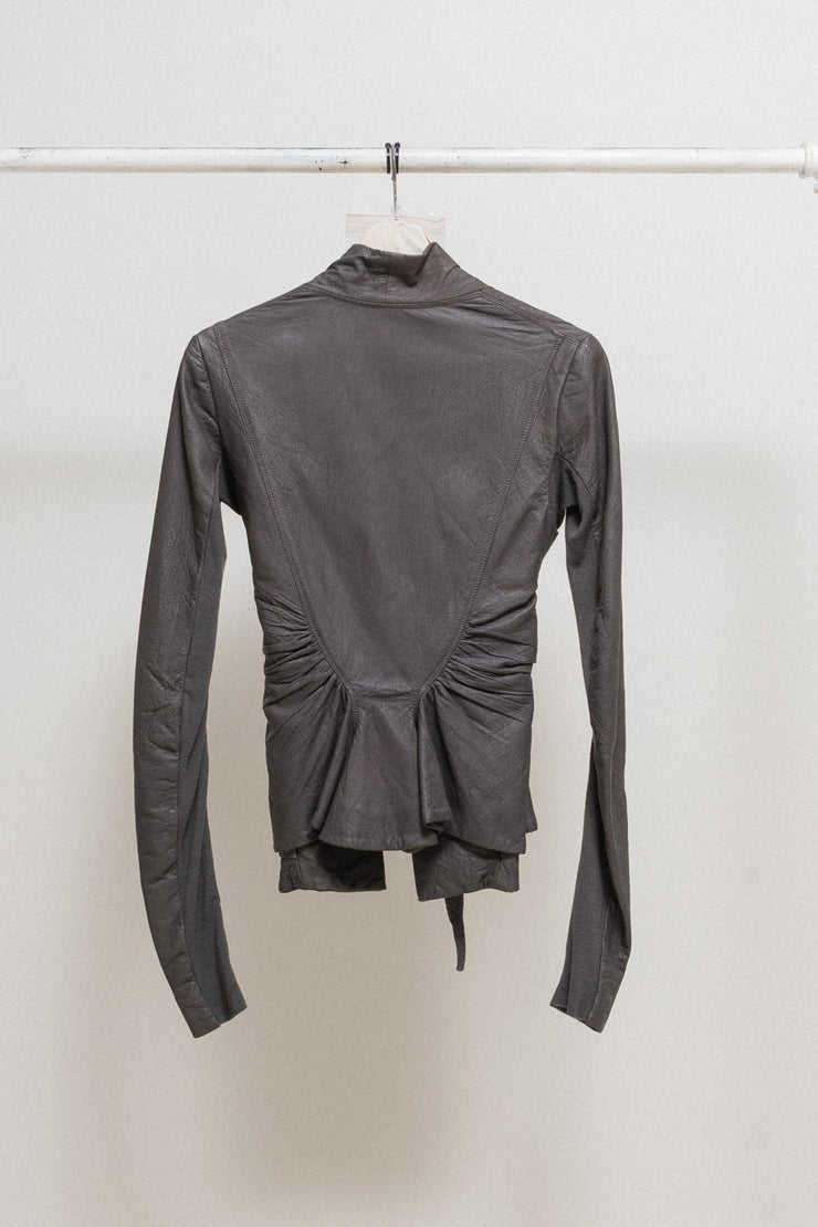 RICK OWENS - SS09 « Strutter » Dust lamb leather jacket with side straps to tie up