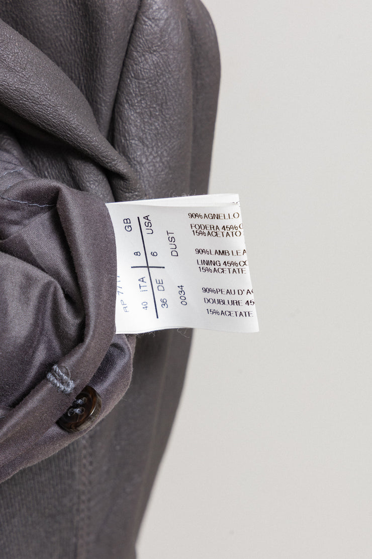 RICK OWENS - SS09 « Strutter » Dust lamb leather jacket with side straps to tie up