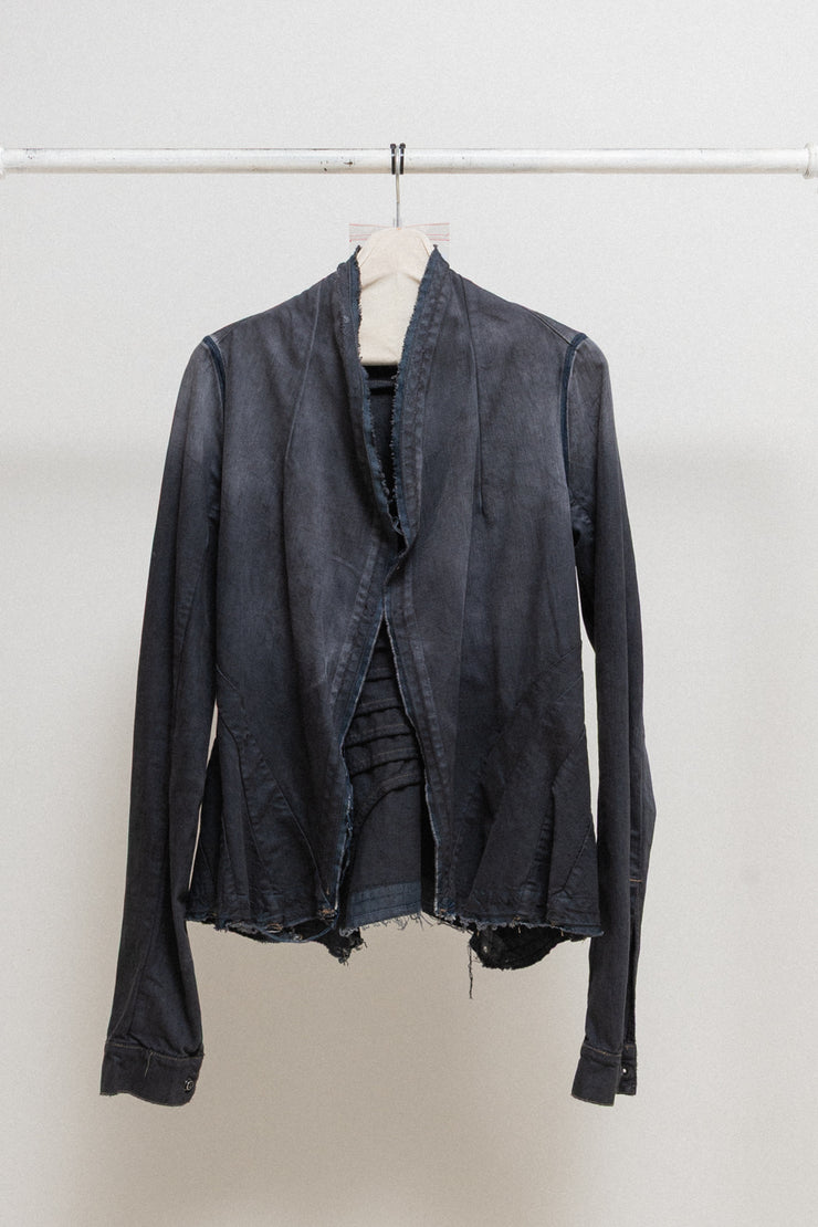 RICK OWENS DRKSHDW - 2007 Washed denim jacket with rounded panels and sleeve slits