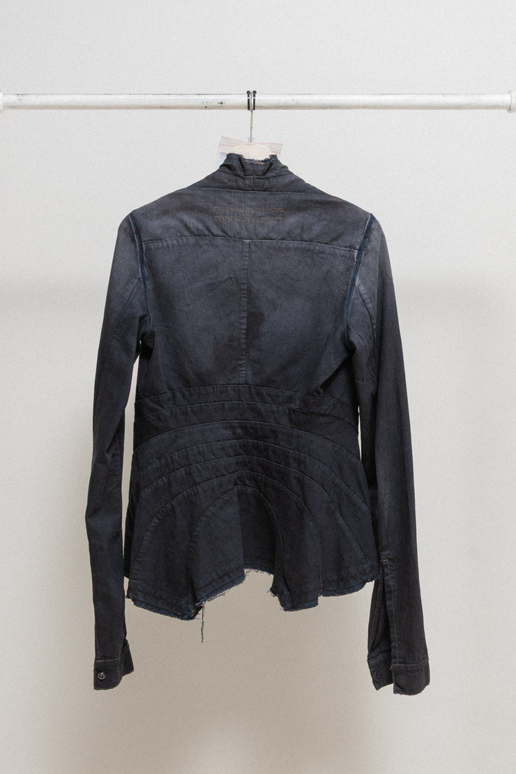 RICK OWENS DRKSHDW - 2007 Washed denim jacket with rounded panels and sleeve slits