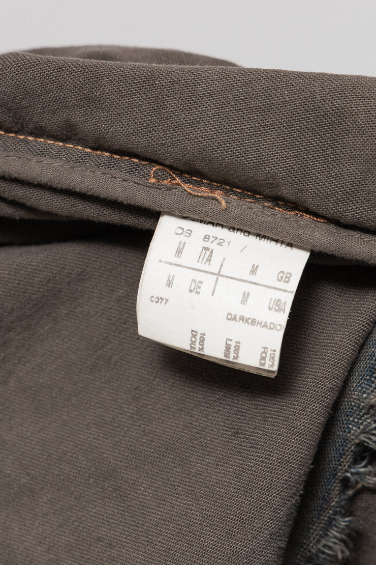 RICK OWENS DRKSHDW - 2007 Washed denim jacket with long sides, rounded panels and raw cut edges
