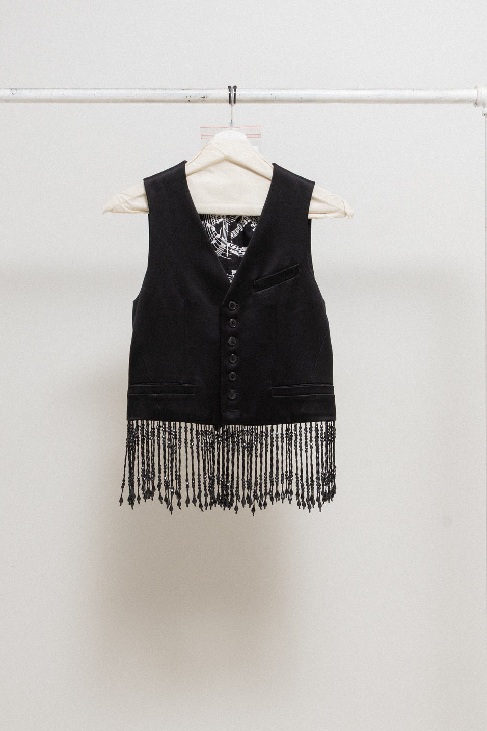 トップス NUMBER (N)INE 07SS musical gilet vest 3 NUMBER (N)INE - SS07 Silk vest with jewel beaded fringes and