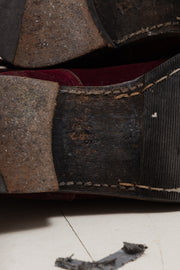 UNDERCOVER - FW04 « But Beautiful » High aged velvet boots with fringes and unmatching lining (runway)