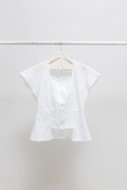 YOHJI YAMAMOTO - Cotton top with pleated panel and half cut sleeves (late 80's)