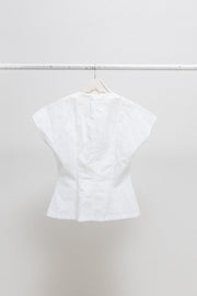 YOHJI YAMAMOTO - Cotton top with pleated panel and half cut sleeves (late 80's)