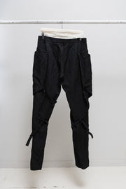 ANN DEMEULEMEESTER - FW04 Fleece wool pants with big buttoned pockets and leg straps (runway)