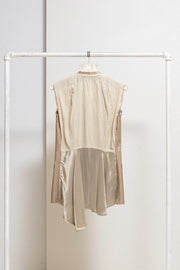 RICK OWENS - SS04 "CITROEN" Golden cotton military vest with silk draped back (runway)