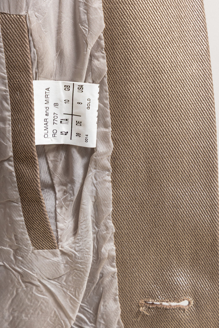 RICK OWENS - SS04 "CITROEN" Golden cotton military vest with silk draped back (runway)