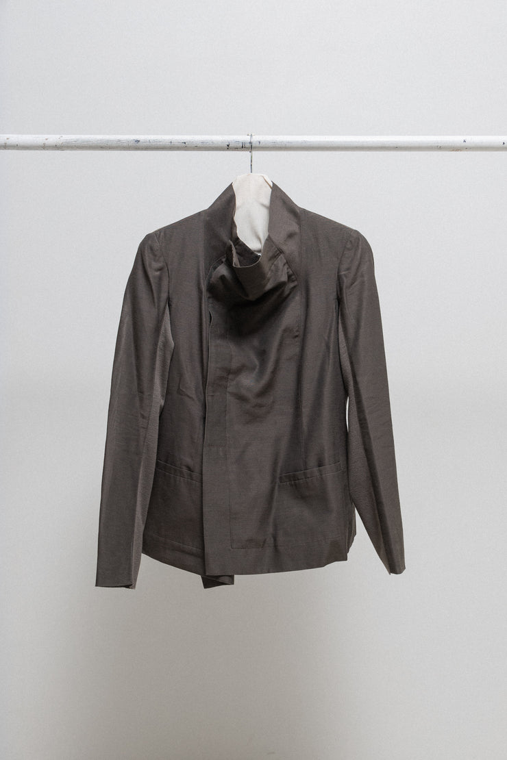 RICK OWENS - SS15 "FAUN" Silk and cotton textured jacket with side buttoning