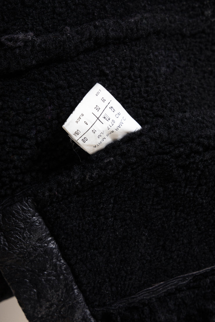 RICK OWENS - FW03 "TRUCKER" Thick textured lamb leather jacket with matching fleece