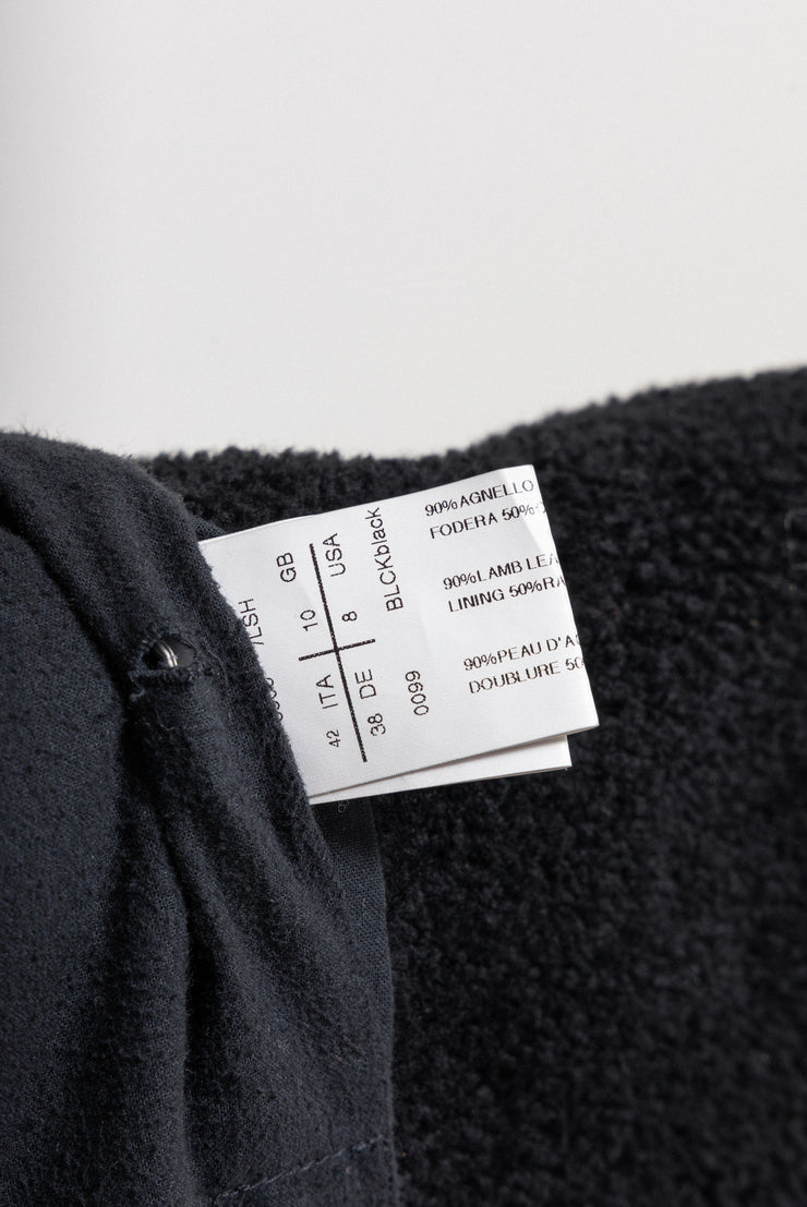 RICK OWENS - FW10 "GLEAM" Lamb leather long jacket with matching fleece and textured sleeves