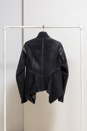 RICK OWENS - FW12 "MOUNTAIN" Lamb leather jacket with dust fleece and calf leather sleeves