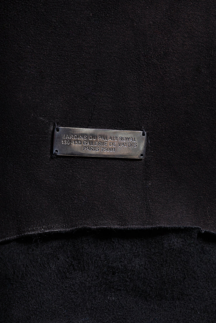 RICK OWENS PALAIS ROYAL - 2009 Kangaroo leather + calf skin cropped jacket with straps and beaver fur collar