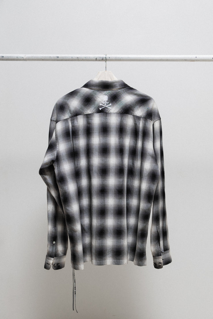 MASTERMIND - SS19 Cotton flannel shirt with iridescent logo buttons and skull pattern