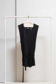 ANN DEMEULEMEESTER - Pleated rayon top with waist strap