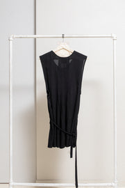 ANN DEMEULEMEESTER - Pleated rayon top with waist strap