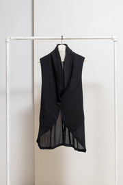 ANN DEMEULEMEESTER - Fleece wool vest with padded collar and silk back