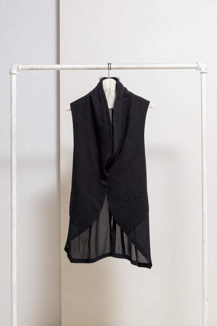 ANN DEMEULEMEESTER - Fleece wool vest with padded collar and silk back