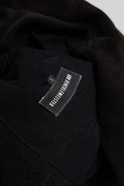 ANN DEMEULEMEESTER - Cotton velvet coat with inner belt and side zippers (early 00's)