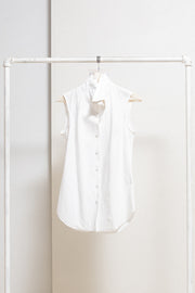 OLIVIER THEYSKENS - Early 2000’s Sleeveless cotton shirt with satin details