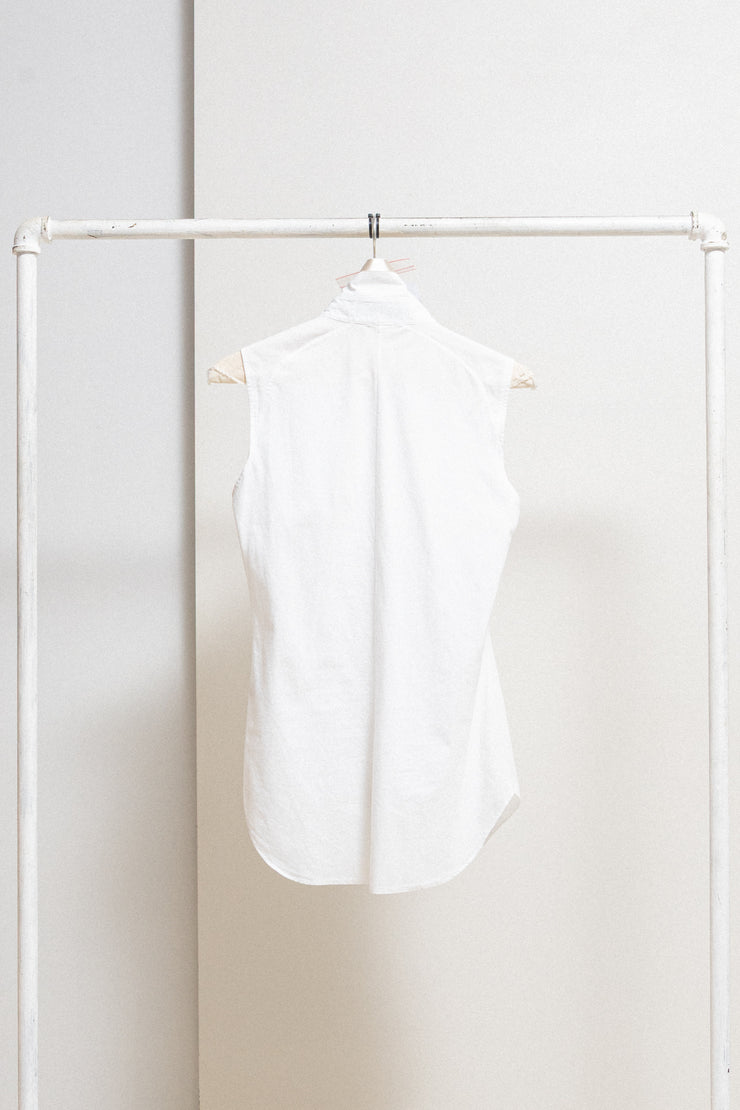 OLIVIER THEYSKENS - Early 2000’s Sleeveless cotton shirt with satin details