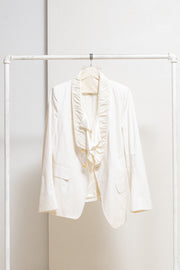 ANN DEMEULEMEESTER - SS05 Tonal striped white blazer with pleated lapels