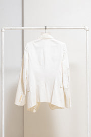 ANN DEMEULEMEESTER - SS05 Tonal striped white blazer with pleated lapels