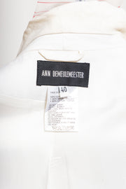 ANN DEMEULEMEESTER - SS05 Tonal striped white blazer with pleated lapels