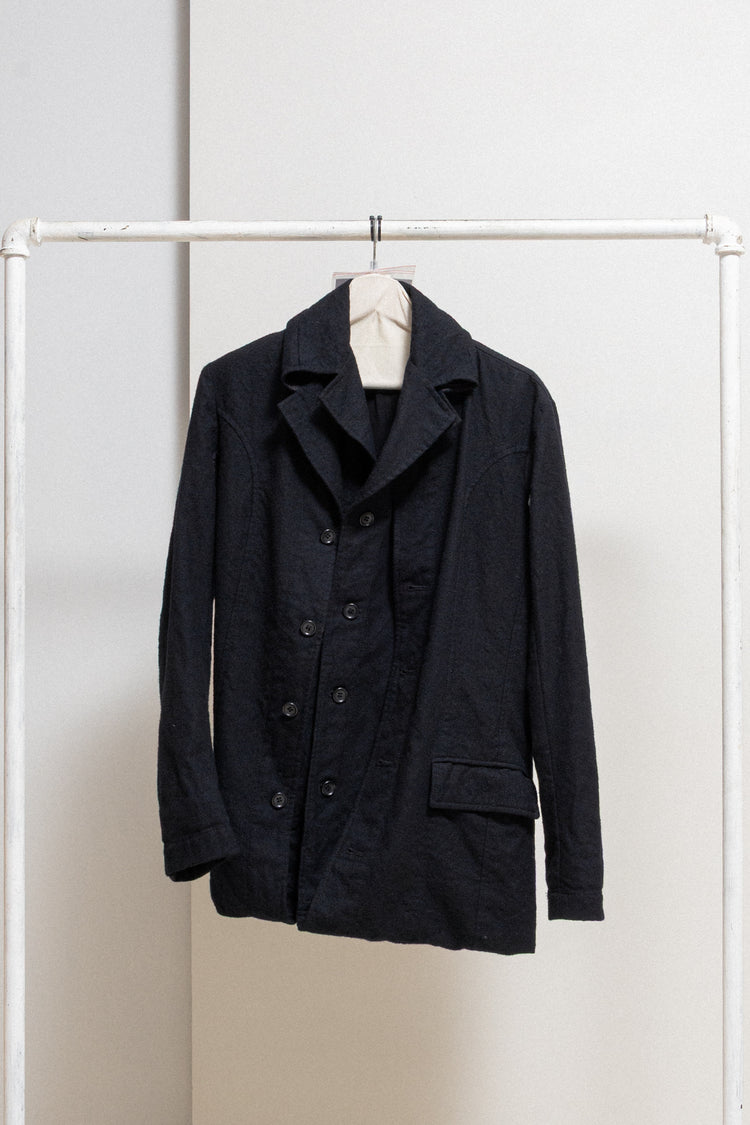 JUNYA WATANABE ネイビー 変形コート ウール　フェイクファー JUNYA WATANABE（ジュンヤワタナベ）中古・古着オンライン通販