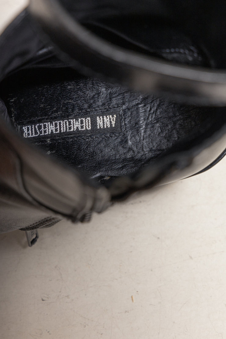 ANN DEMEULEMEESTER - FW09 Calf leather wedge boots with ankle straps