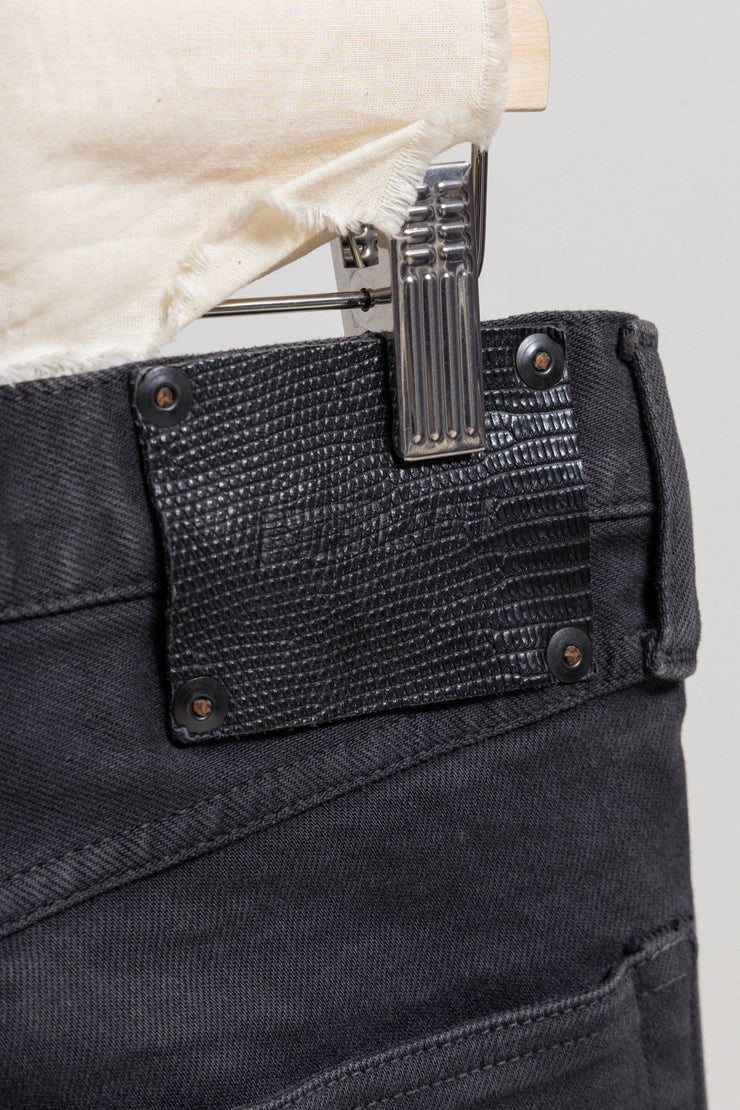ISAMU KATAYAMA BACKLASH - Shell cotton slim jeans with lizard leather tag