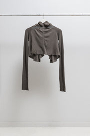 RICK OWENS - SS07 "WISHBONE" Wool/silk cropped sweater with a draped neck