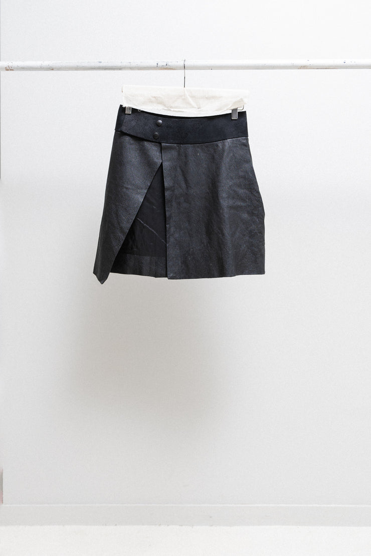 RICK OWENS - FW10 "GLEAM" Lamb leather over skirt with a contrasting waist band