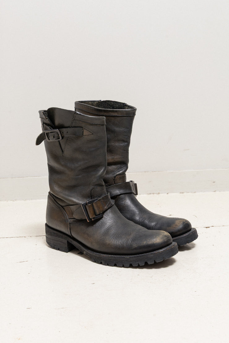 ISAMU KATAYAMA BACKLASH - Shoulder leather engineer boots with notched soles