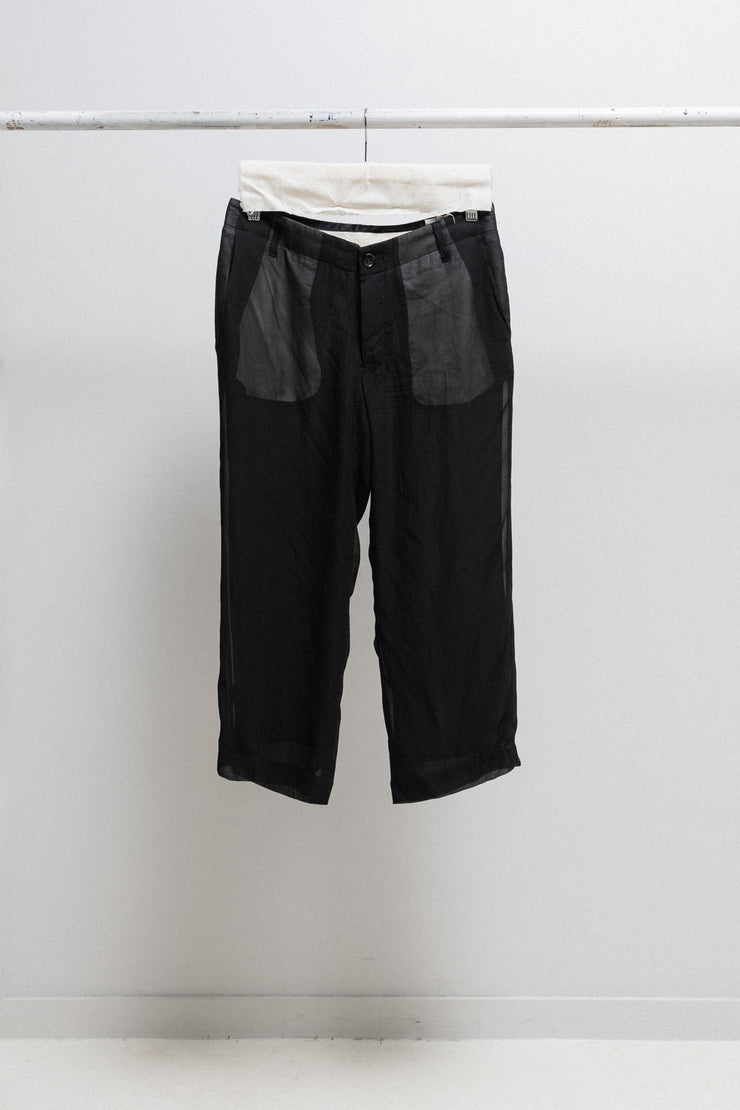 RICK OWENS - SS07 "WISHBONE" Double layer silk pants with see-through pockets