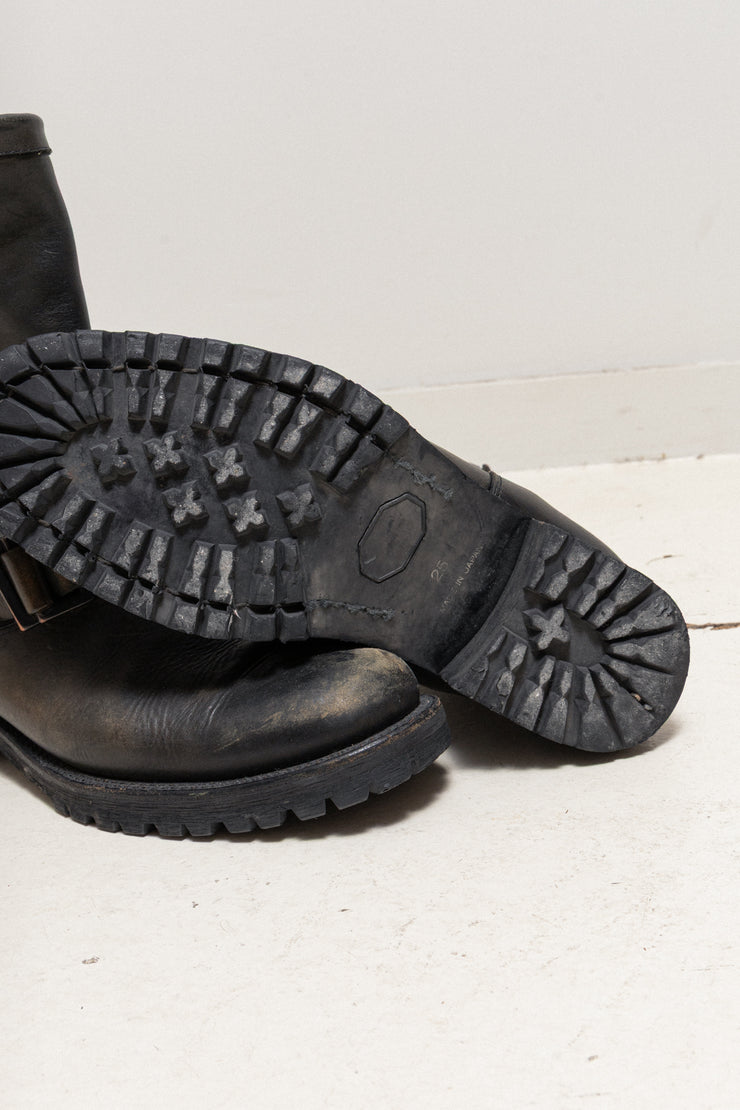 ISAMU KATAYAMA BACKLASH - Shoulder leather engineer boots with notched soles