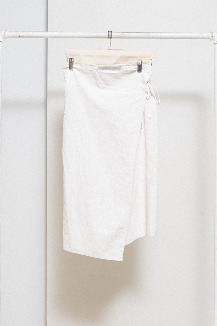 ANN DEMEULEMEESTER - SS99 Painted linen wrap up skirt