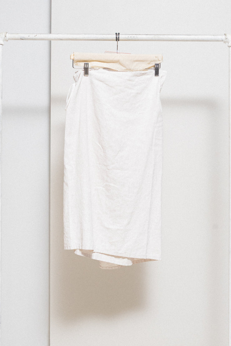 ANN DEMEULEMEESTER - SS99 Painted linen wrap up skirt