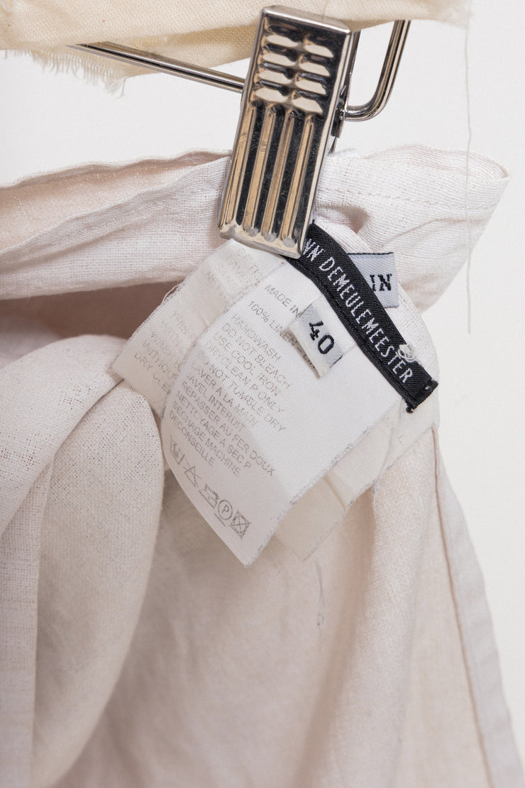 ANN DEMEULEMEESTER - SS99 Painted linen wrap up skirt