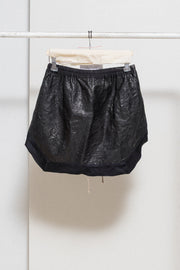 RICK OWENS - FW09 « CRUST » Lamb leather drawstrings skirt with blue panel (runway)