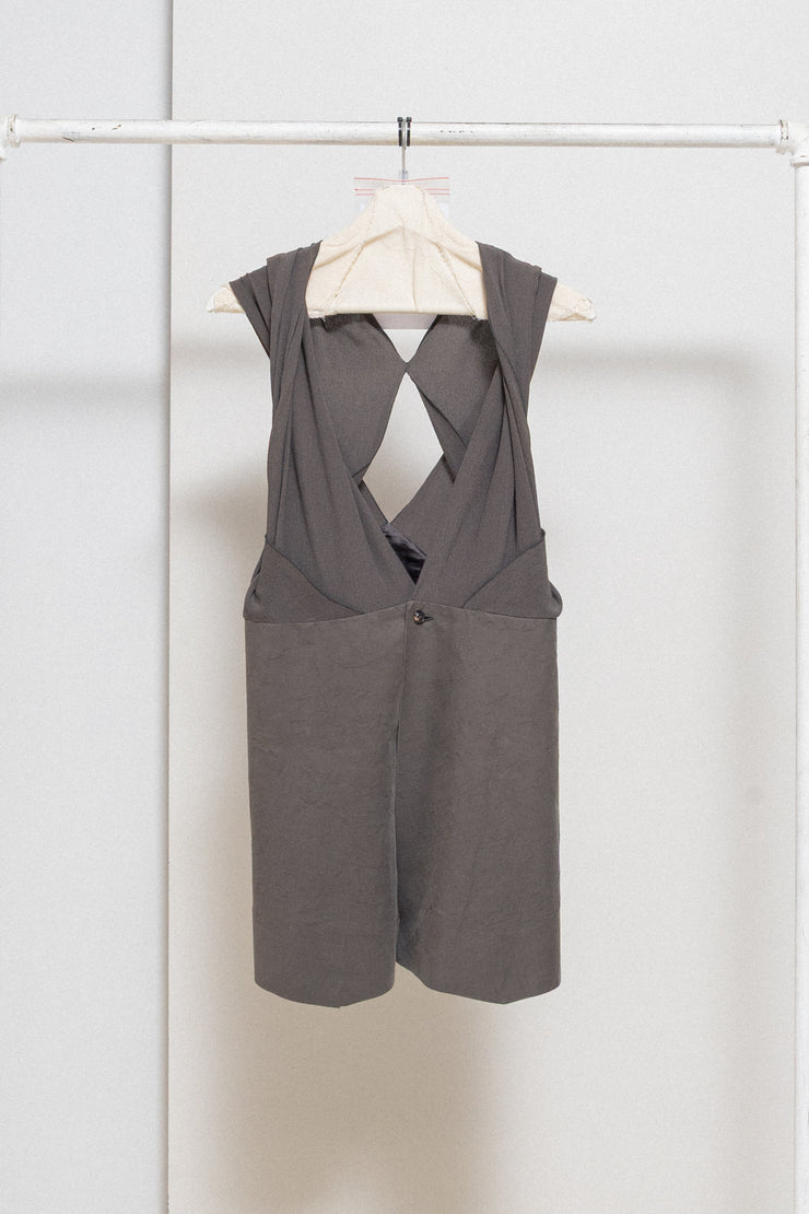 RICK OWENS - SS10 « RELEASE » Textured silk cutout top with thick cotton panel (runway)