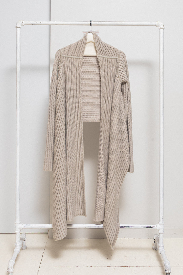 RICK OWENS for REVILLON - FW04 Thick cashmere blend extra long ribbed cardigan