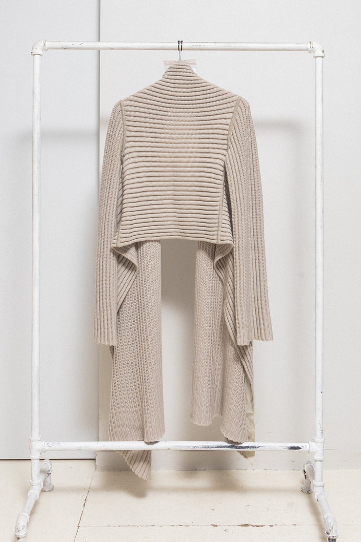 RICK OWENS for REVILLON - FW04 Thick cashmere blend extra long ribbed cardigan