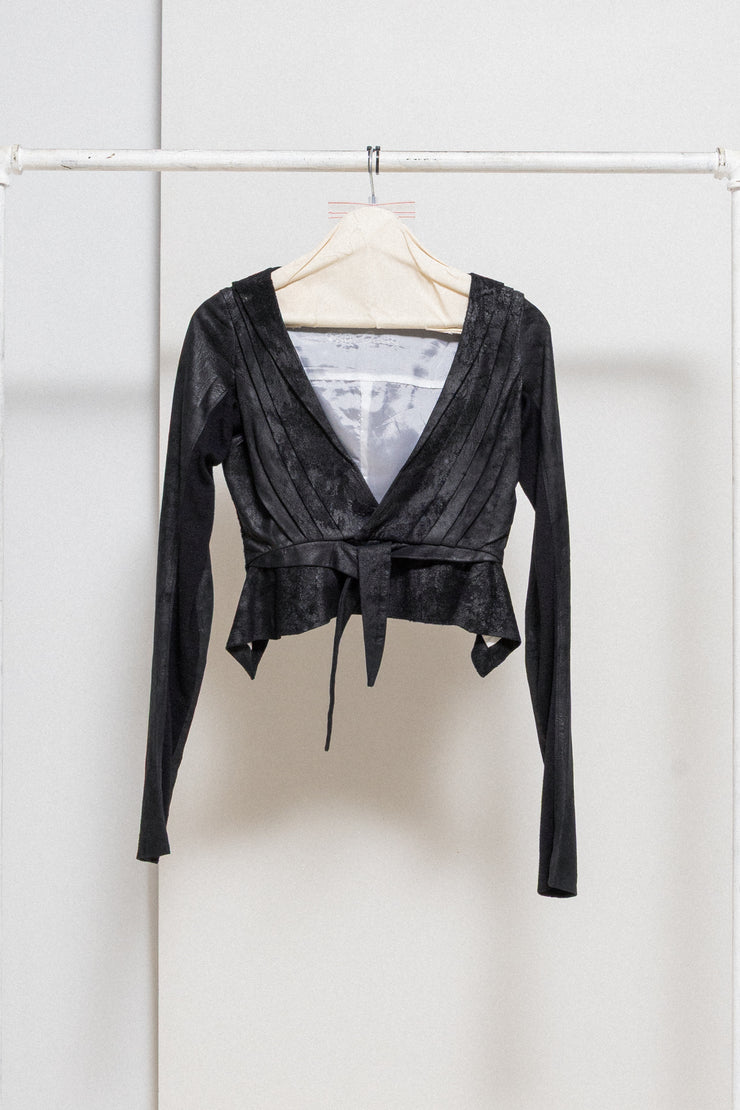 RICK OWENS - SS09 « STRUTTER » Blistered lamb leather cropped jacket with straps to tie up