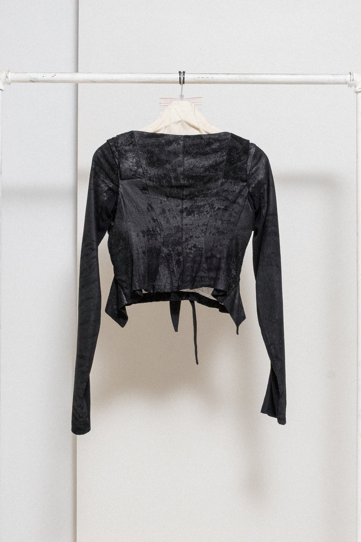 RICK OWENS - SS09 « STRUTTER » Blistered lamb leather cropped jacket with straps to tie up