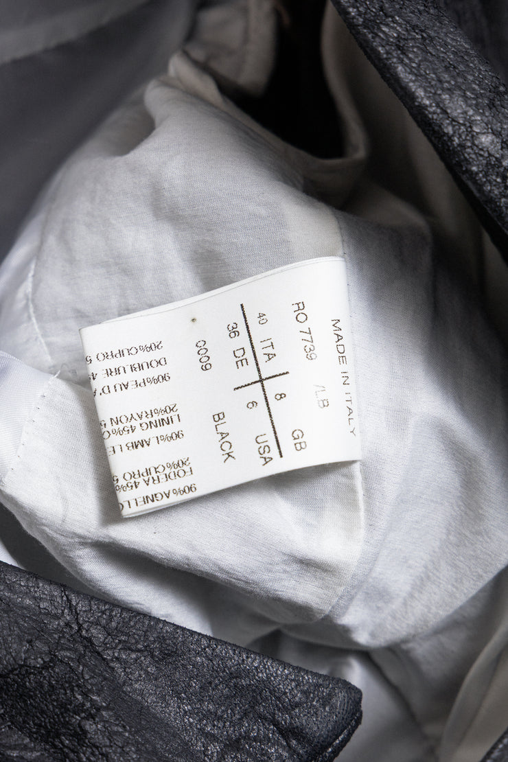 RICK OWENS - SS09 « STRUTTER » Blistered lamb leather cropped jacket with straps to tie up