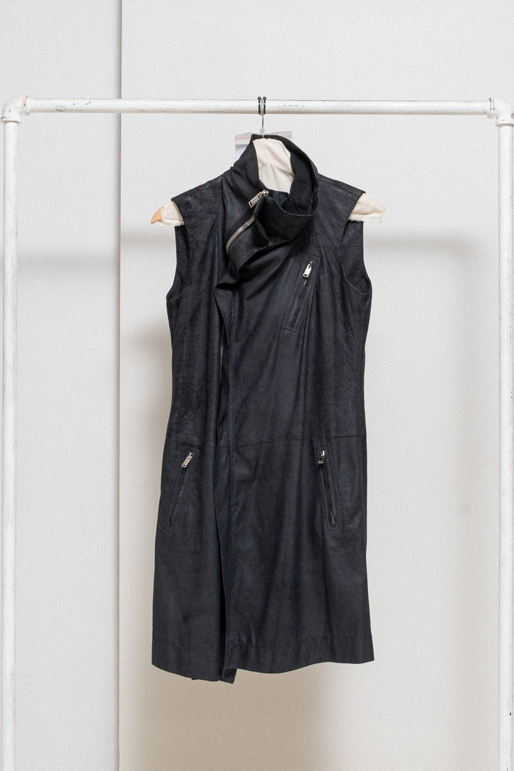 RICK OWENS - 2008/09 Blistered lamb leather sleeveless jacket (sample)